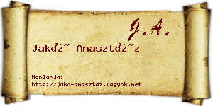 Jakó Anasztáz névjegykártya